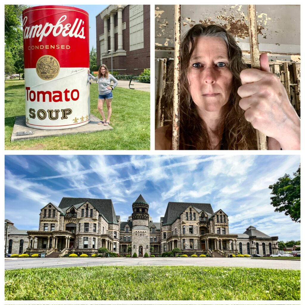 Me with the Campbell’s soup can with Andy Warhol’s signature, and locked up in the Mansfield/Shawshank Redemption prison