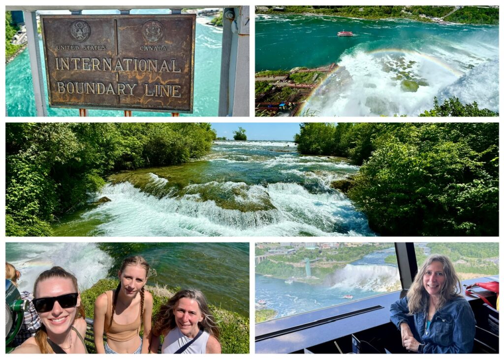 The walk across the bridge, the naturey NY side and the view from the Skylon Tower Buffet